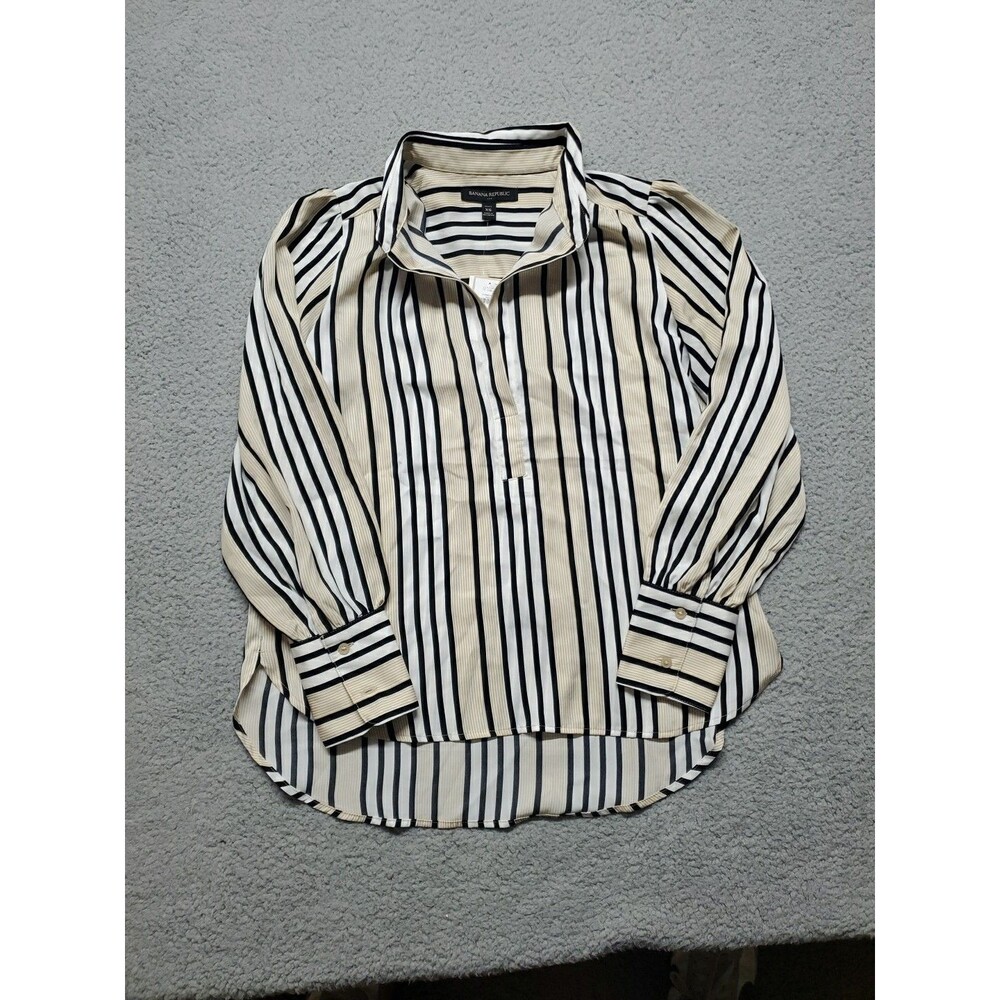 Banana Republic Women's Long Stripped Sleeve Open Shirt Size XS